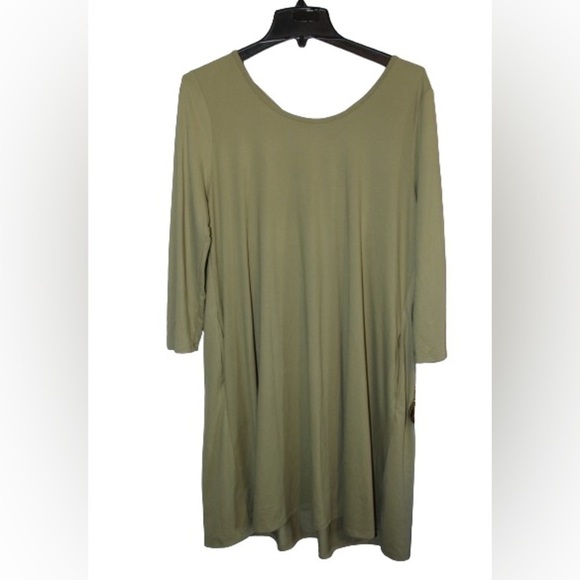 Honeyme Dress green dress , New With Tags!buttery soft with pockets size large - Picture 2 of 7
